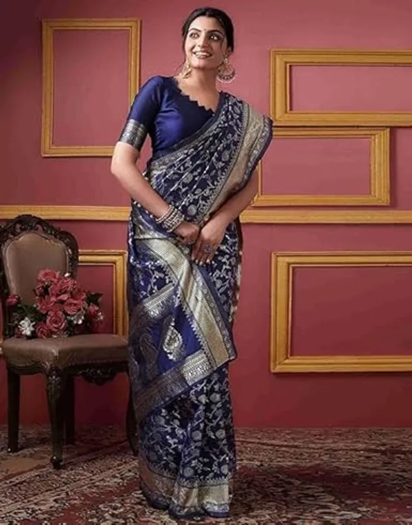 Blue_Floral_Print_Saree_For_Women