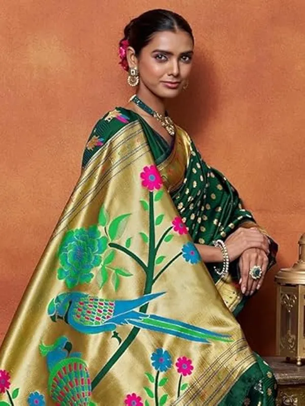 Green_Gold_Border_Printed_Saree_For_Women