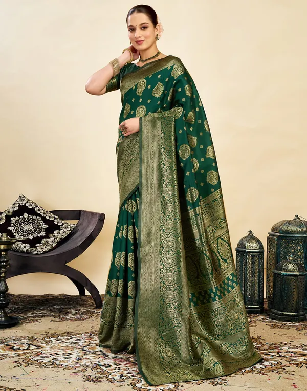 Green_Gold_Print_Saree_For_Women