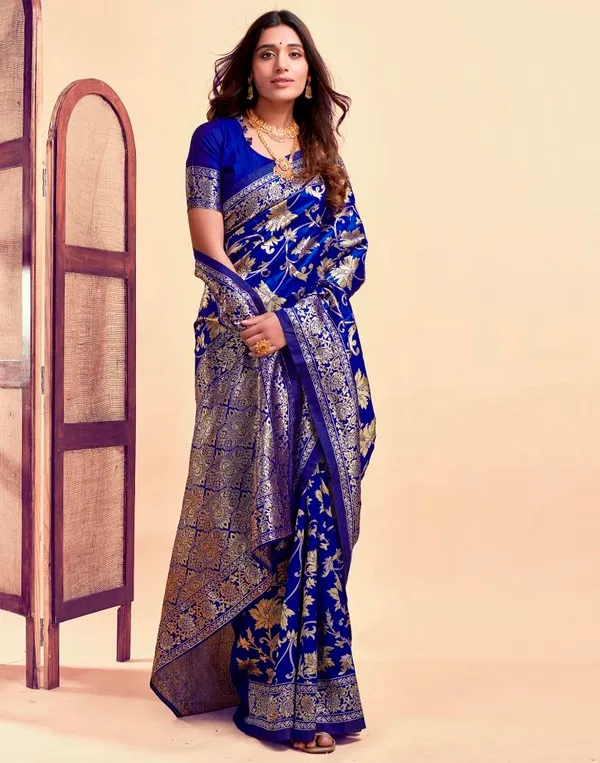 Blue_Banarasi_Silk_Saree_For_Women