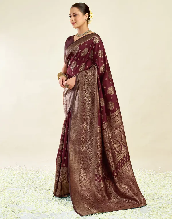 Maroon_Woven_Patterned_Saree_For_Women