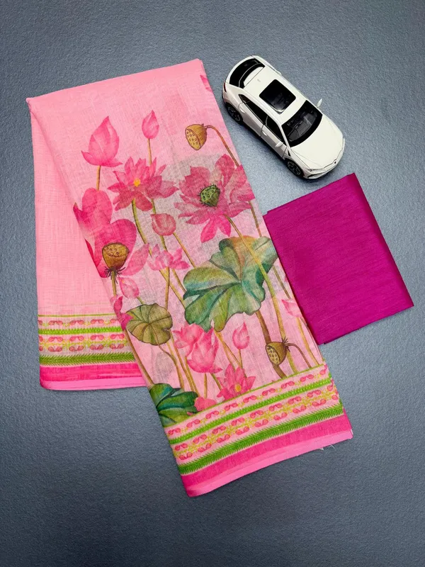 Pink_Floral_Print_Saree_For_Women