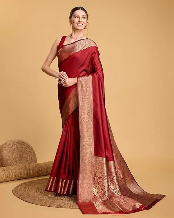 Maroon_Woven_Banarasi_Saree_For_Women