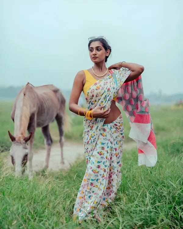 Grey_Fish_Print_Saree_For_Women