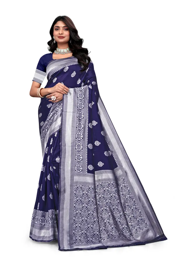 Navy_Blue_Printed_Saree_For_Women