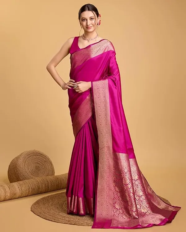 Magenta_Brocade_Saree_For_Women