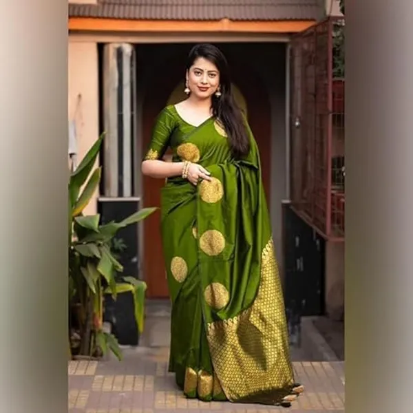 Olive_Green_Soft_Silk_Woven_Saree_For_Women