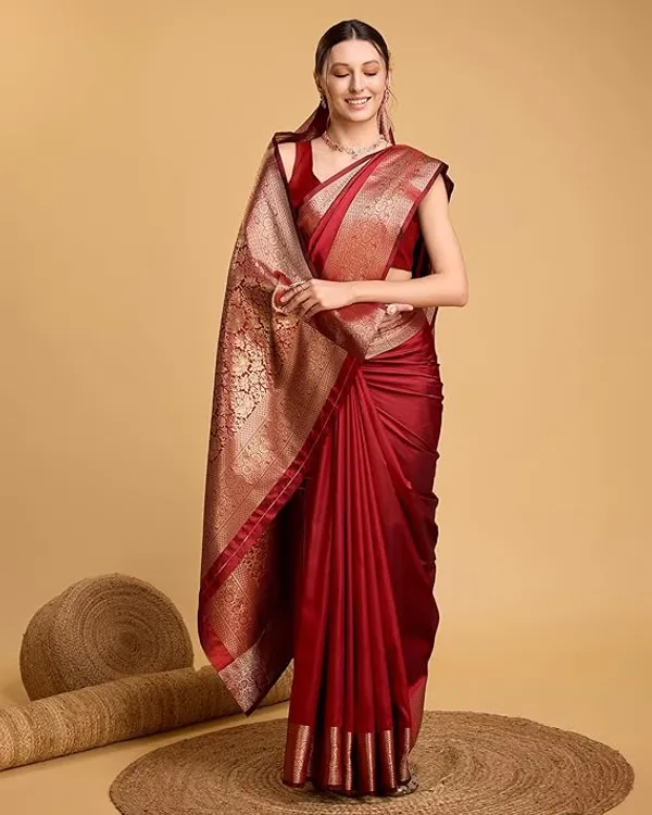Maroon_Woven_Banarasi_Saree_For_Women