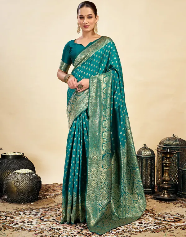 Teal_Woven_Traditional_Saree_For_Women