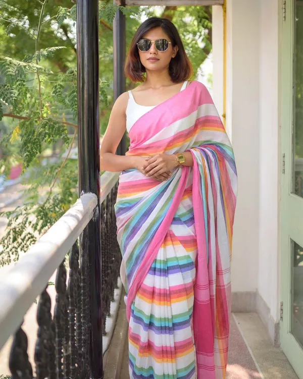 Multicolor_Striped_Saree_For_Women