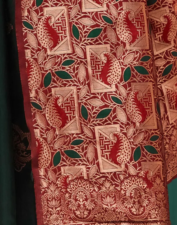 Green_And_Red_Banarasi_Silk_Saree_For_Women