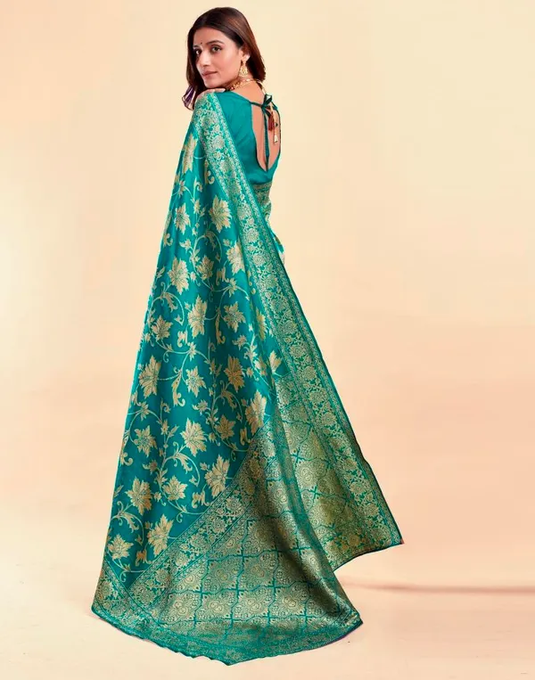 Teal_Banarasi_Silk_Saree_For_Women