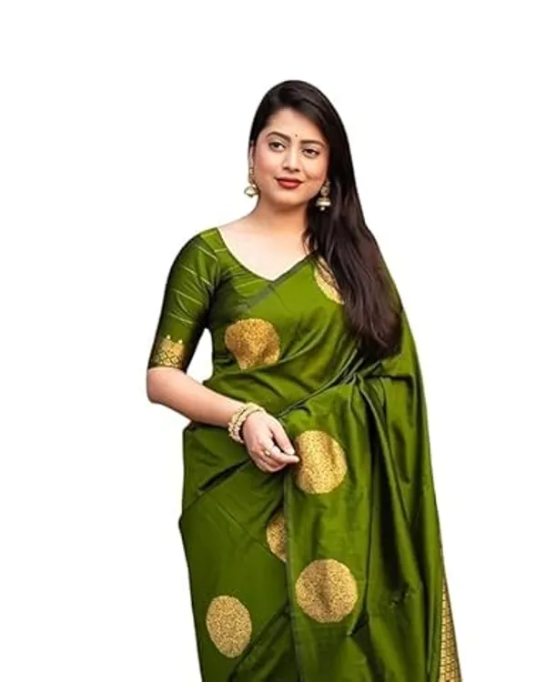 Olive_Green_Soft_Silk_Woven_Saree_For_Women