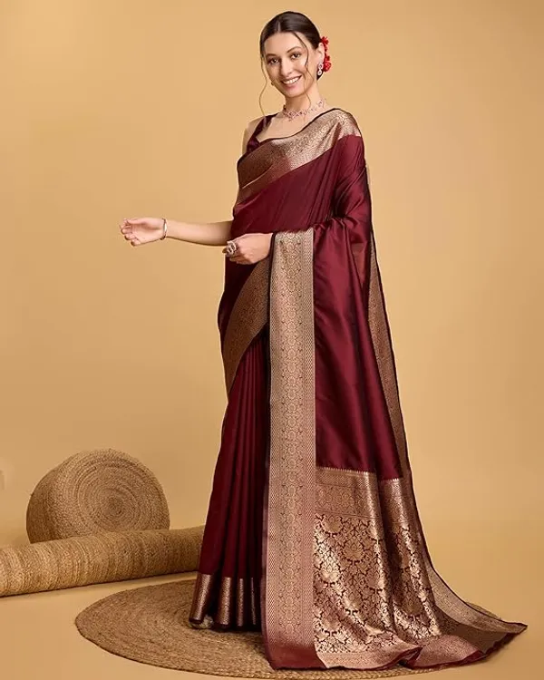 Maroon_Woven_Saree_For_Women