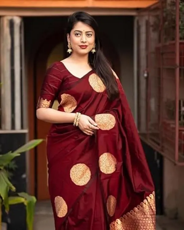 Maroon_Gold_Motif_Saree_For_Women