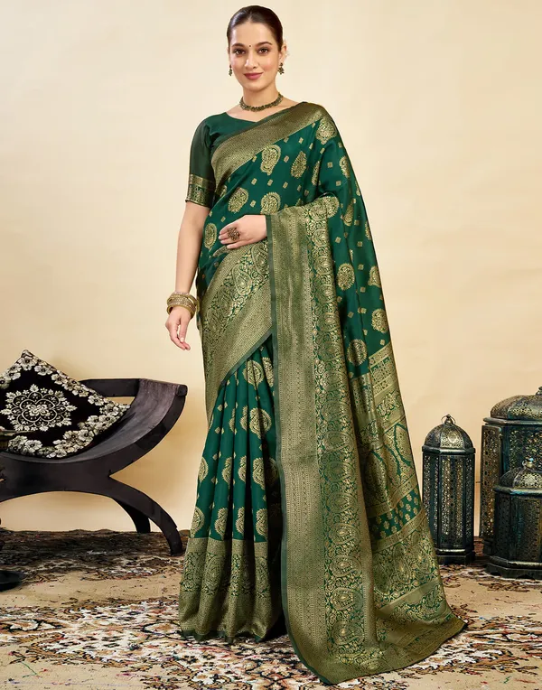 Green_Gold_Print_Saree_For_Women