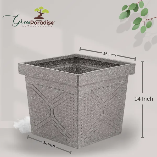 Green_Paradise_Squ16_Roto_Molded_High_Qaulity_Premium_Planter_Gray