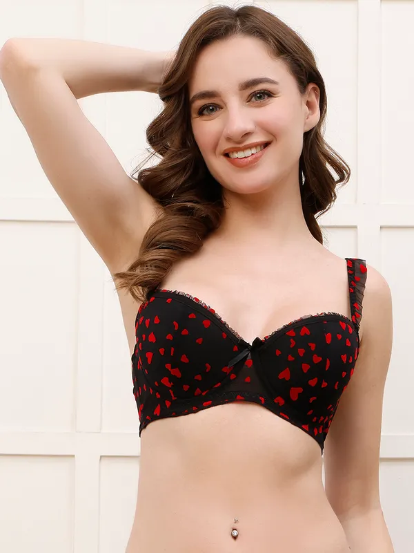 Pretty_Secret_Heart_Print_Underwire_Padded_Bra_Women_T-Shirt_Lightly_Padded_Bra_(Red,_Black)