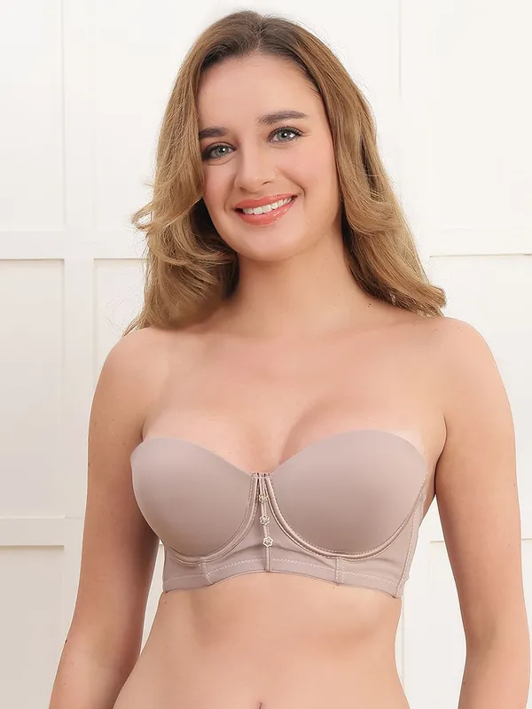 PrettySecret_PrettySecret_Strapless_Balconette_Bra_Women_T-Shirt_Lightly_Padded_Bra_(Beige)