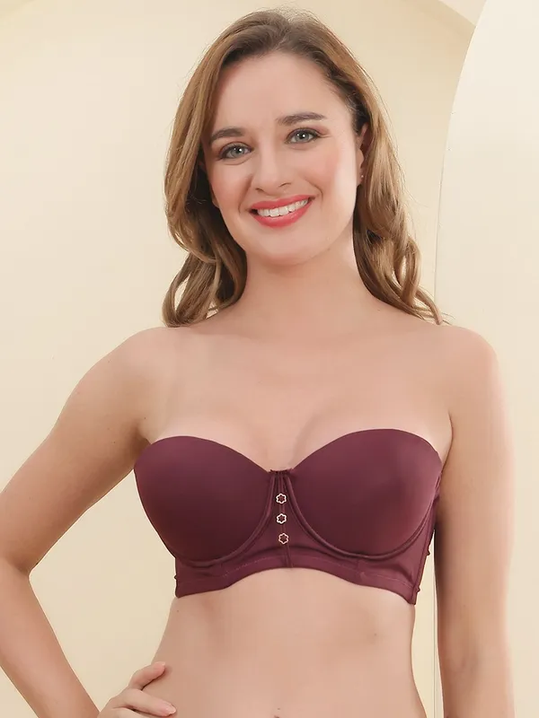 PrettySecret_PrettySecret_Strapless_Balconette_Bra_Women_T-Shirt_Lightly_Padded_Bra_(Maroon)