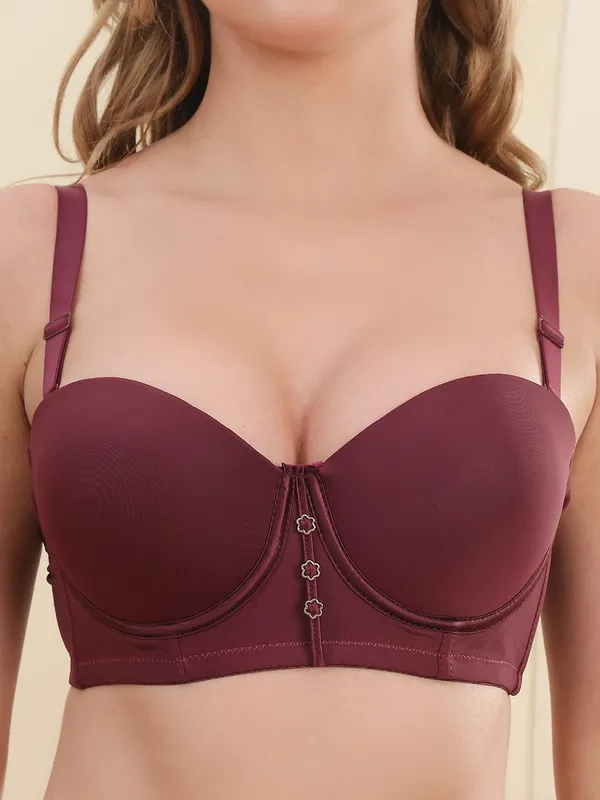 PrettySecret_PrettySecret_Strapless_Balconette_Bra_Women_T-Shirt_Lightly_Padded_Bra_(Maroon)