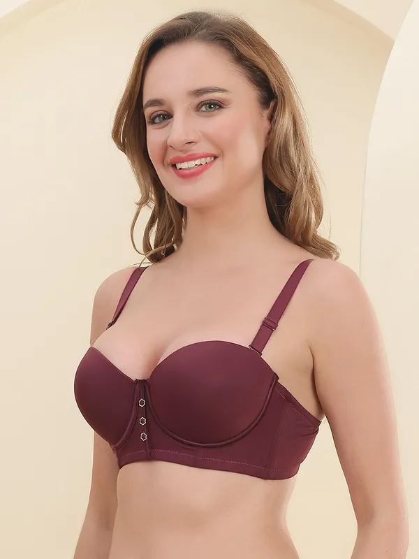 PrettySecret_PrettySecret_Strapless_Balconette_Bra_Women_T-Shirt_Lightly_Padded_Bra_(Maroon)
