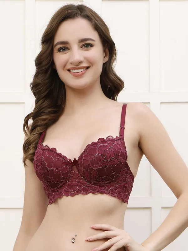 PrettySecret_Women_T-Shirt_Lightly_Padded_Bra_(Maroon)