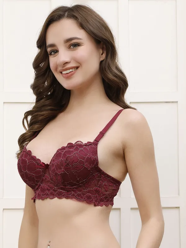 PrettySecret_Women_T-Shirt_Lightly_Padded_Bra_(Maroon)