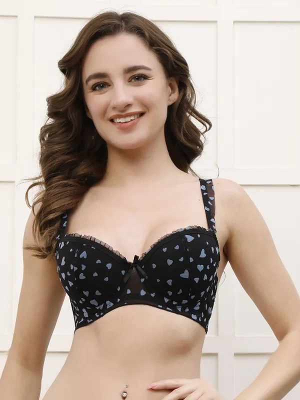 Pretty_Secret_Heart_Print_Underwire_Padded_Bra_Women_T-Shirt_Lightly_Padded_Bra_(Blue,_Black)