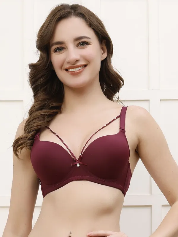 Pretty_Secret_Cage_Strap_Underwire_Seamless_Bra_Women_T-Shirt_Lightly_Padded_Bra_(Maroon)