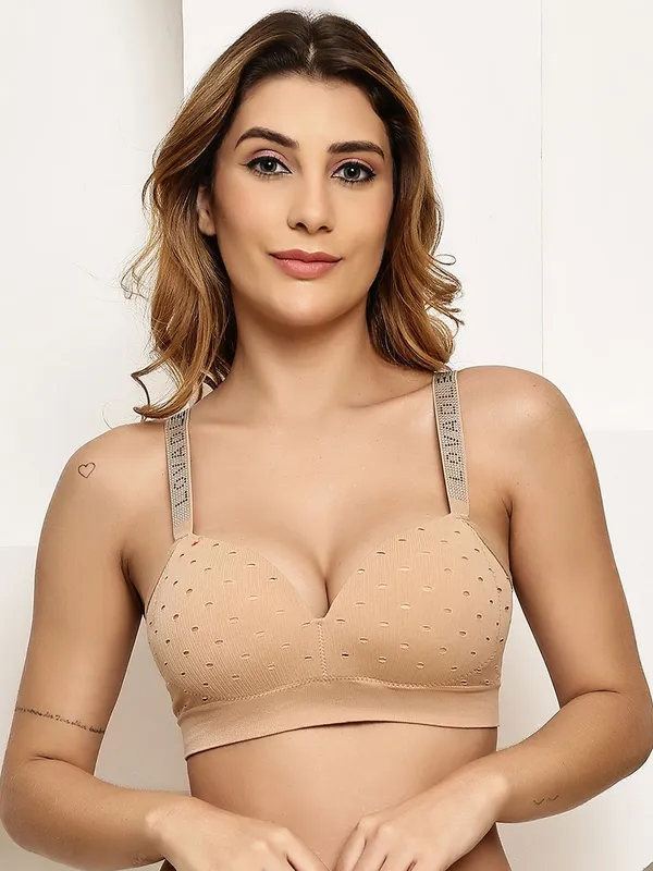 PrettySecret_Lightly_Padded_Shine_Strap_Fashion_T-Shirt_Bra_Women_T-Shirt_Lightly_Padded_Bra_(Beige)