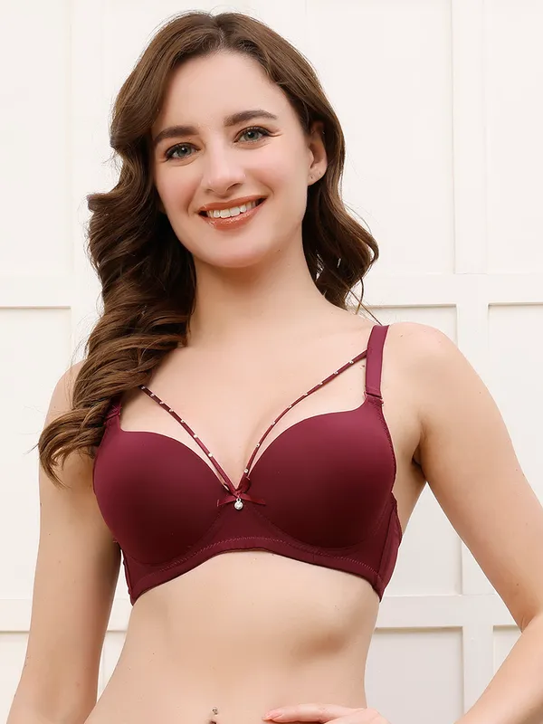 Pretty_Secret_Cage_Strap_Underwire_Seamless_Bra_Women_T-Shirt_Lightly_Padded_Bra_(Maroon)
