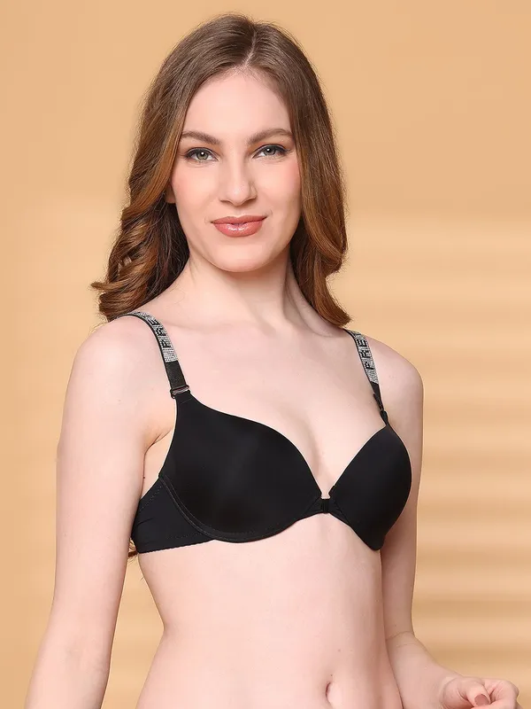 PrettySecret_Pushup_Padded_Plunge_Bra_With_Shine_Strap_for_Women_&_Girls