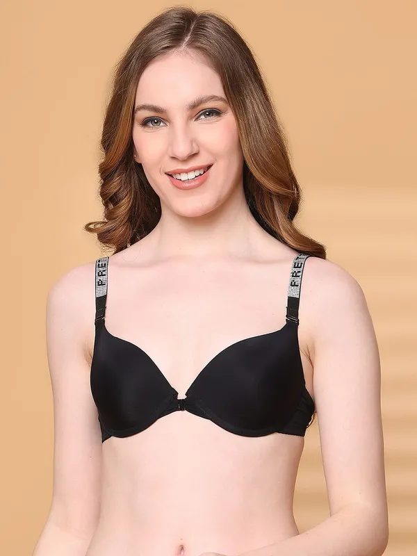 PrettySecret_Pushup_Padded_Plunge_Bra_With_Shine_Strap_for_Women_&_Girls