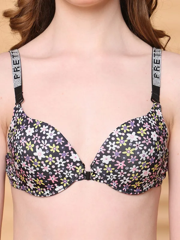 PrettySecret_Pushup_Padded_Plunge_Bra_With_Shine_Strap_for_Women_&_Girls
