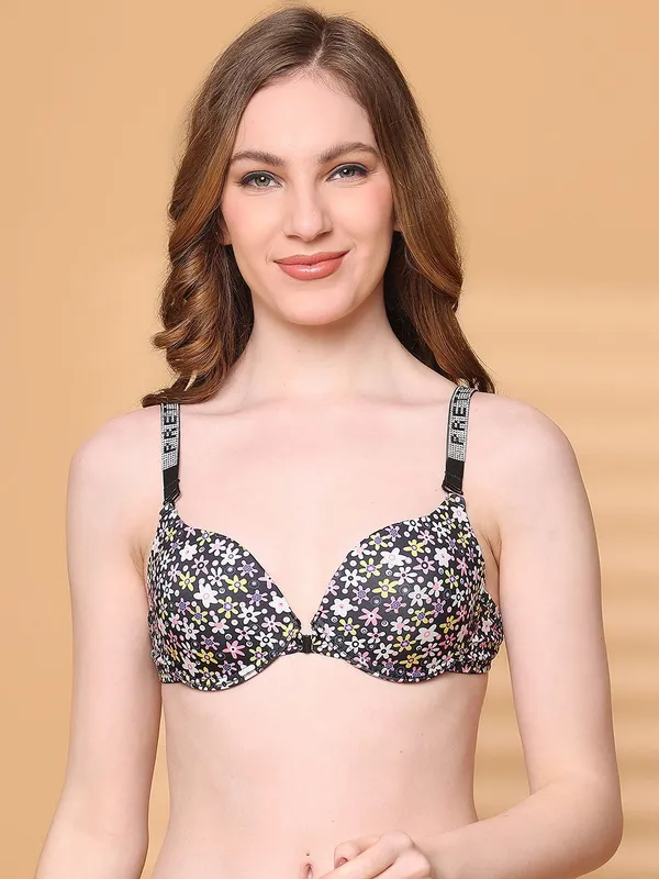PrettySecret_Pushup_Padded_Plunge_Bra_With_Shine_Strap_for_Women_&_Girls