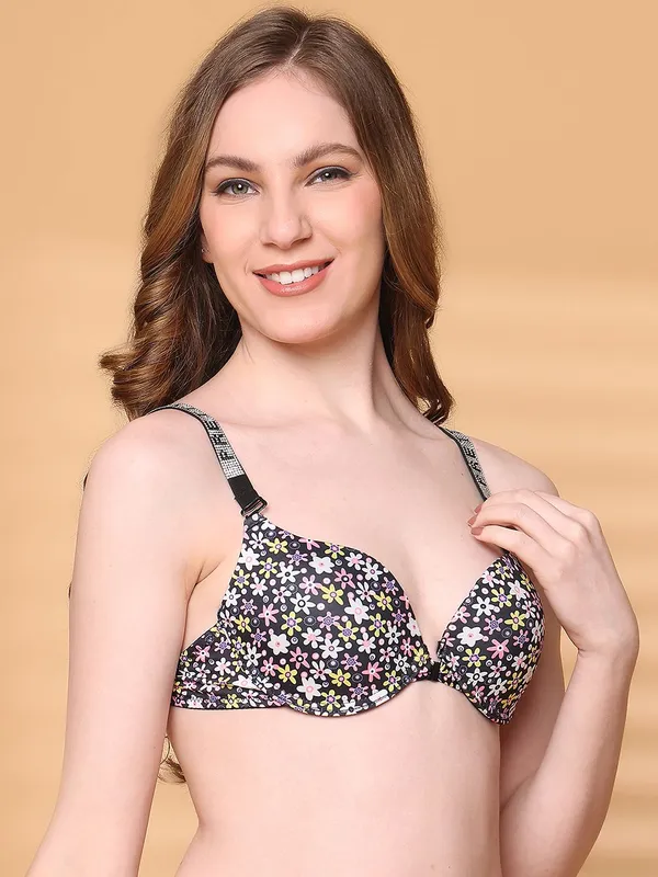 PrettySecret_Pushup_Padded_Plunge_Bra_With_Shine_Strap_for_Women_&_Girls