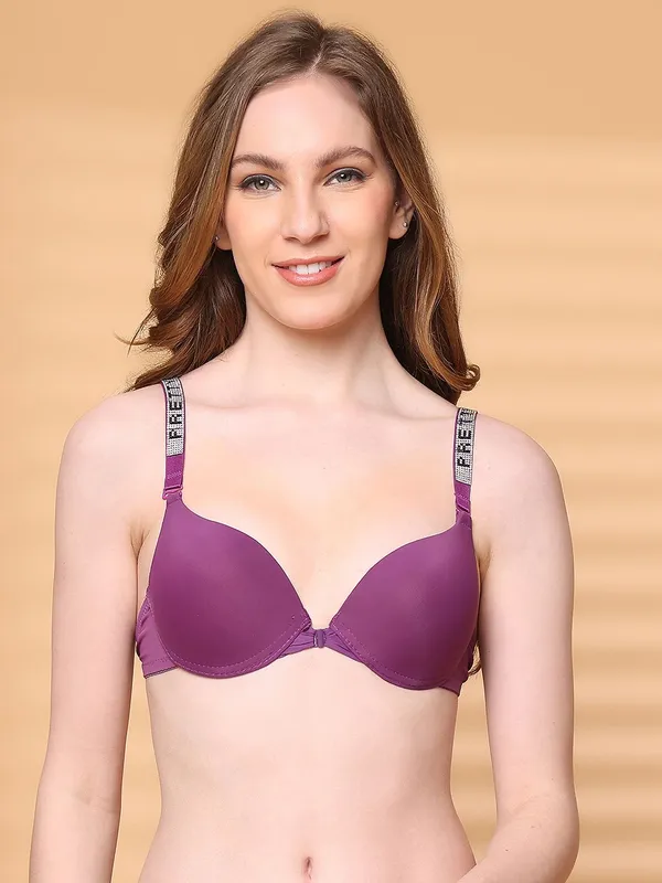 PrettySecret_Pushup_Padded_Plunge_Bra_With_Shine_Strap_for_Women_&_Girls