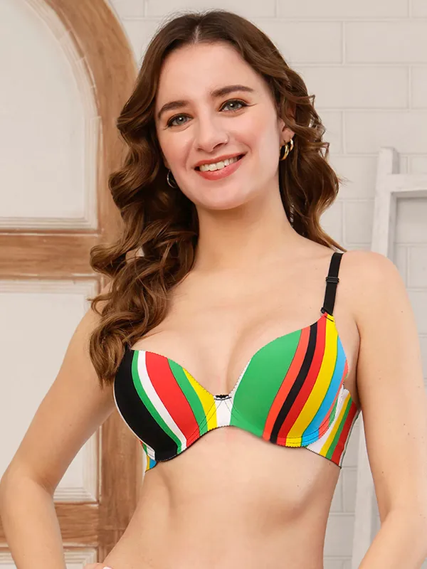 PrettySecret_Underwire_Lightly_Padded_Multicolor_Plunge_Bra_For_Women