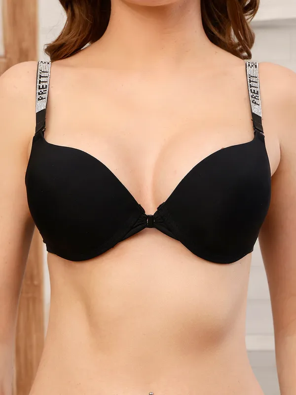 PrettySecret_Underwire_Pushup_Padded_Shine_Strap_Front_Open_Plunge_Bra_With_Matching_Panty_For_Women