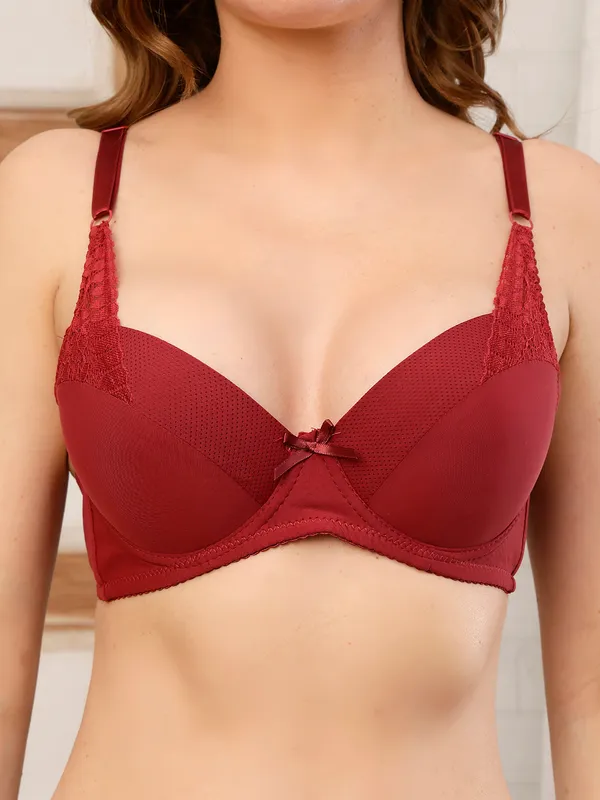 PrettySecret_Women_Underwire_Lightly_Push-up_Padded_T-shirt_Bra_Panty_Set_With_Lace_Detailing_On_Cup