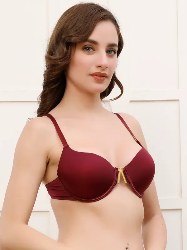 Pretty_Secret_Lightly_Padded_Underwire_Seamless_Bra_Women_Plunge_Lightly_Padded_Bra_(Maroon)