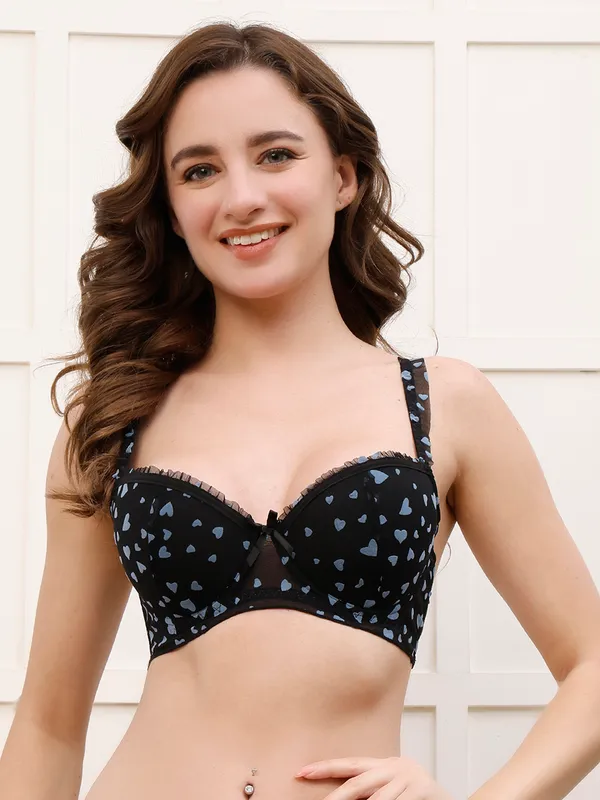 Pretty_Secret_Heart_Print_Underwire_Padded_Bra_Women_T-Shirt_Lightly_Padded_Bra_(Blue,_Black)