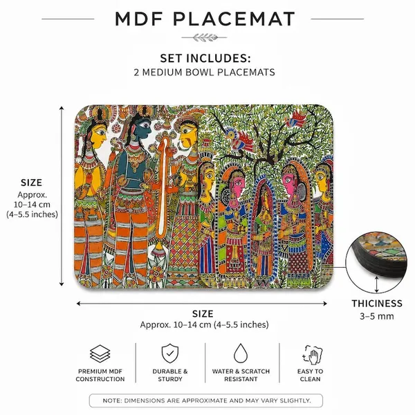 Madhubani_Coffee_Mat_squar_Set_of_2