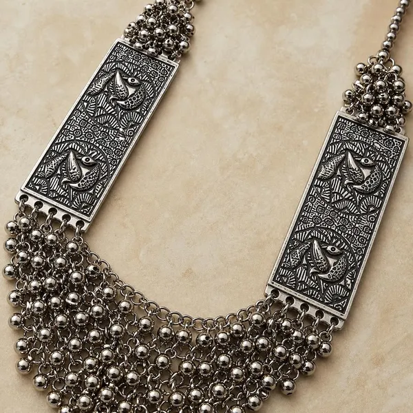Silver_Tone_Oxidized_Statement_Necklace_Set_for_Women