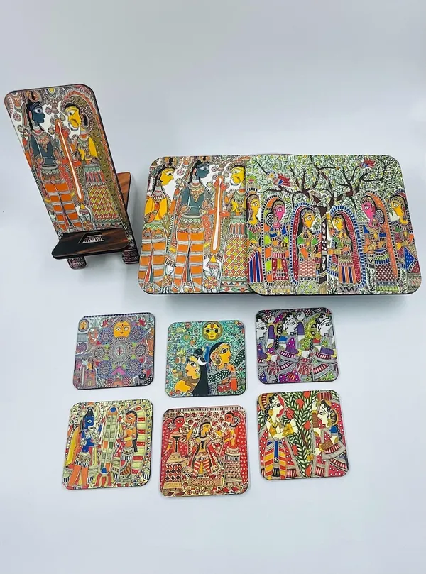 Madhubani_Coffee_Mat_squar_Set_of_2