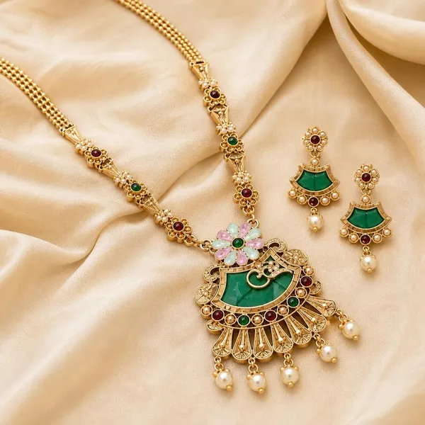 Gold_Tone_Meenakari_Necklace_And_Earrings_Set_for_Women