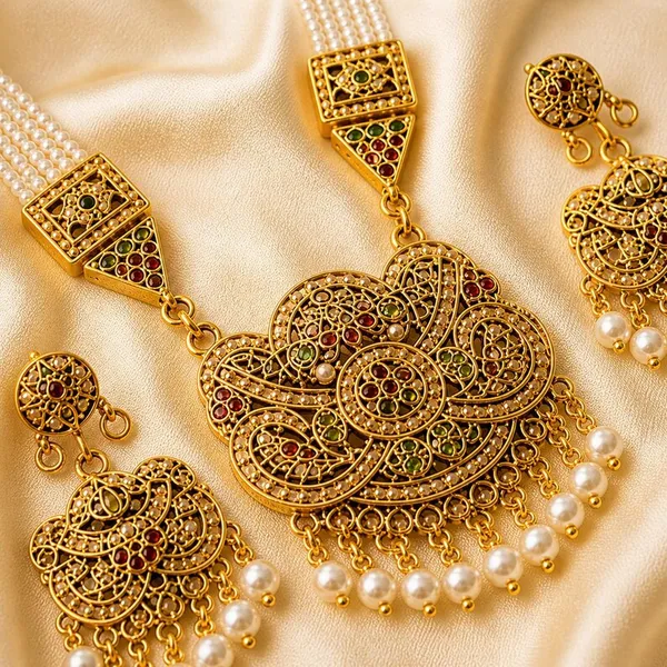 Gold_Tone_Pearl_Bridal_Jewellery_Set_for_Women