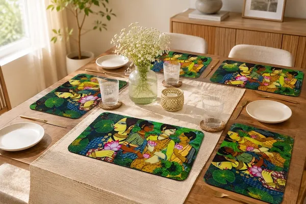 Madhubani_art_Coffee_Mat_squar_Set_of_2