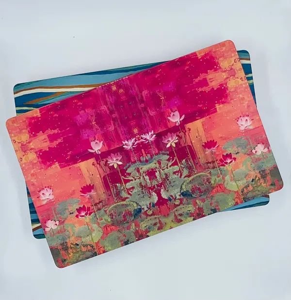 Abstract_Lotus_Print_Table_Mat_Set_of_12